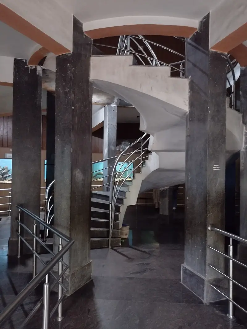 The original central staircase and structure before redevelopment, photographed in 2021